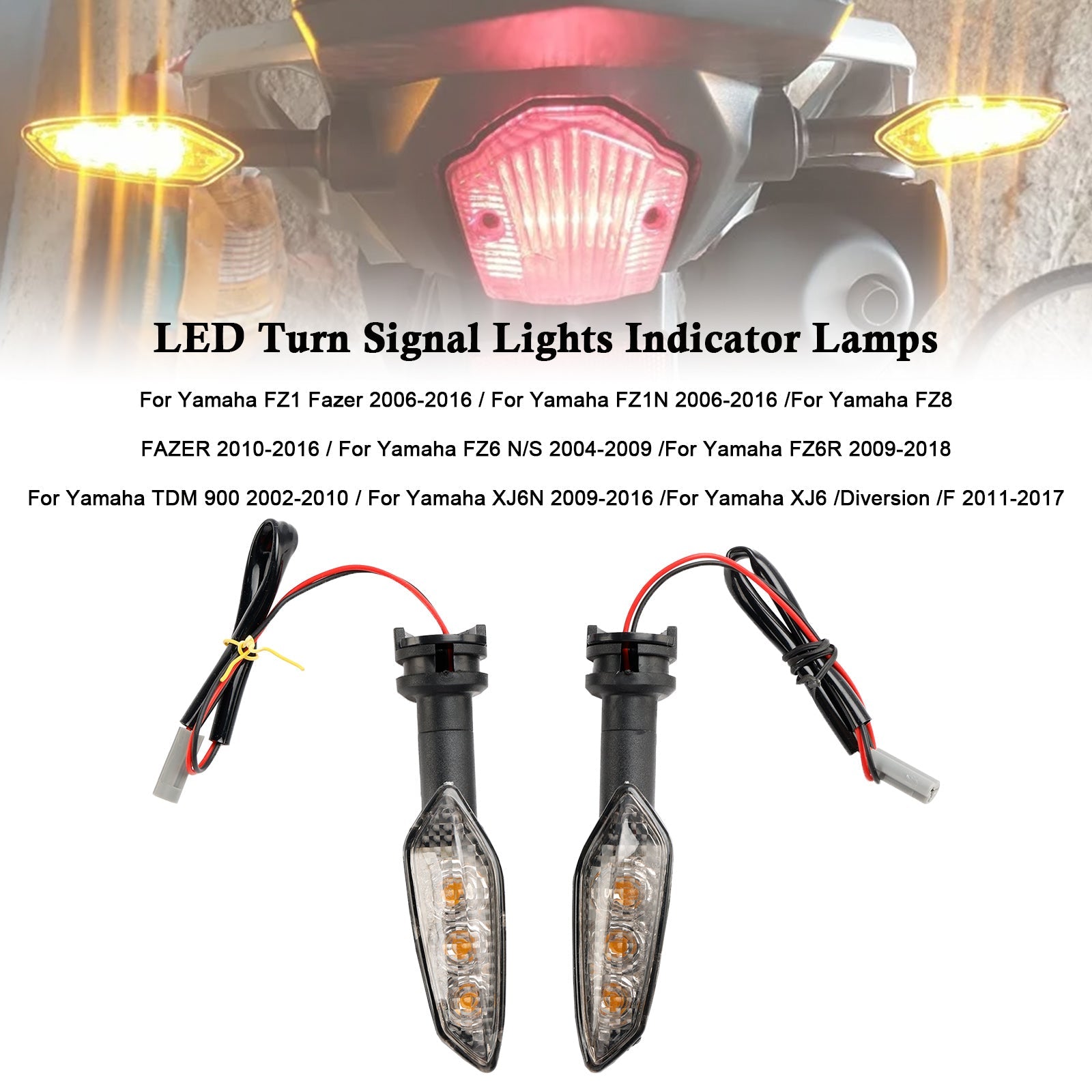 LED Turn Signal Lights Amber Indicator Lamps For Yamaha XJ6 /Diversion /F 2011-2017