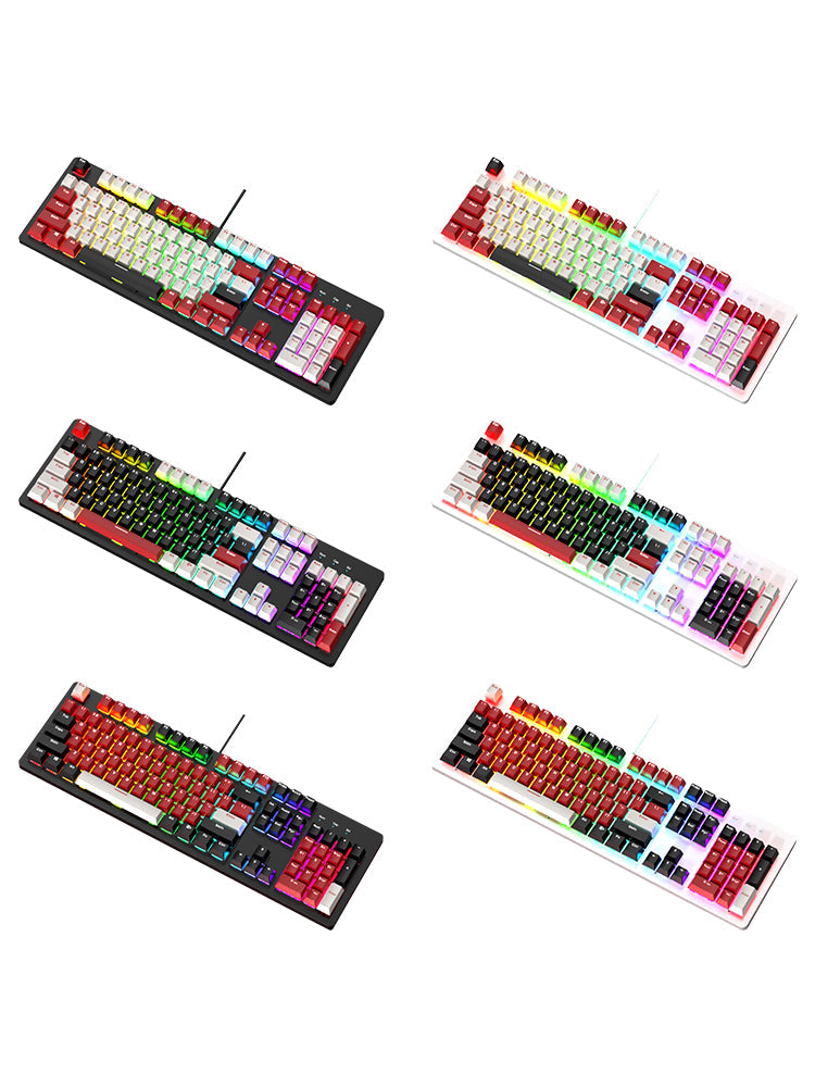 104Key Wired Mechanical Linear Switch Gaming Keyboard With Blue Switch RGB Light