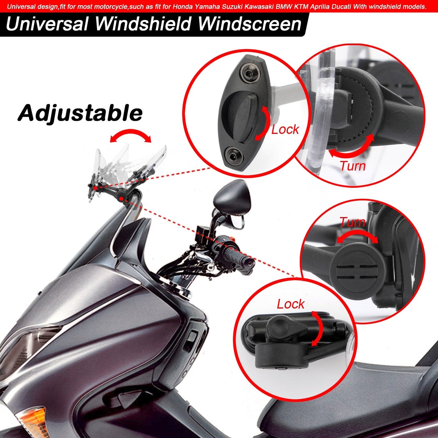 Universal Windshield Windscreen Extension Spoiler Wind Deflector Smoke