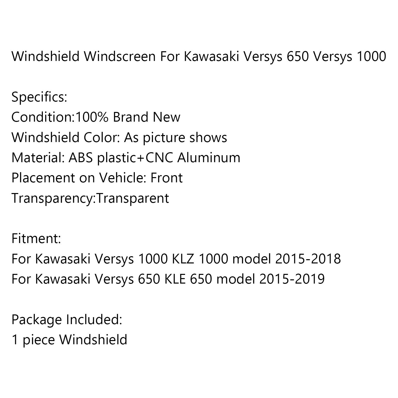 2015-2018 Kawasaki Versys 650 1000 KLE650 KLZ1000 Windshield Windscreen