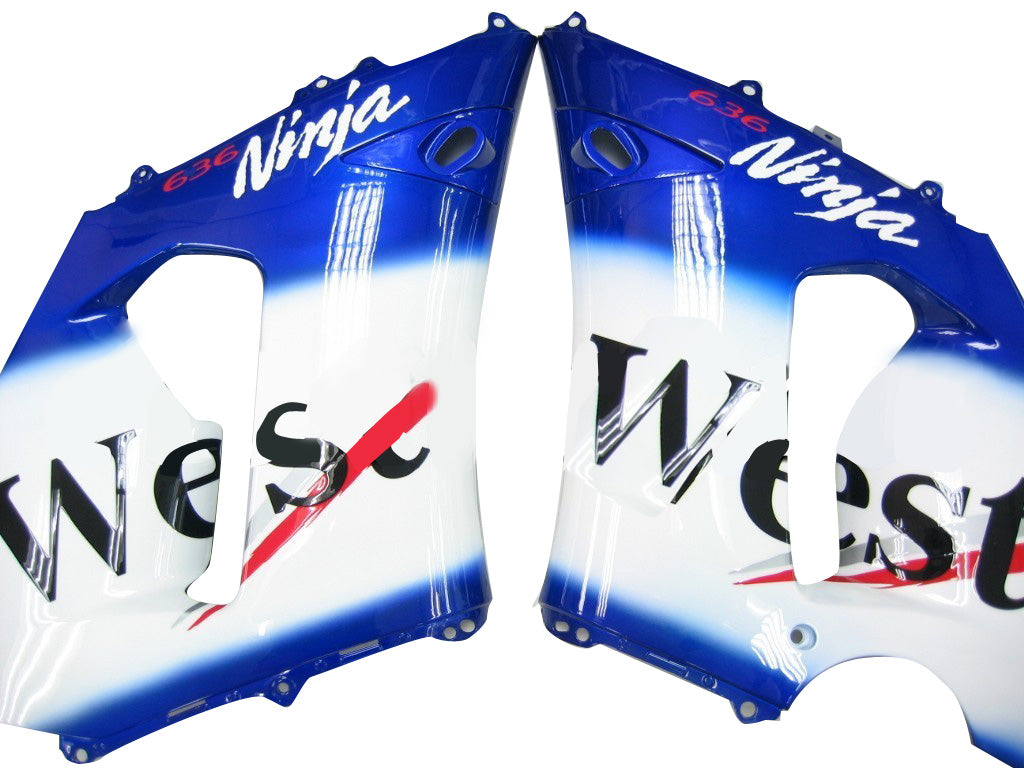 2005-2006 Kawasaki ZX6R 636 Fairings Blue White West Racing Generic