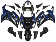 2005-2006 Kawasaki ZX6R 636 Fairings Black & Blue Flame Ninja Racing Generic