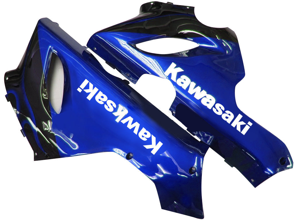 2005-2006 Kawasaki ZX6R 636 Fairings Black & Blue Flame Ninja Racing Generic
