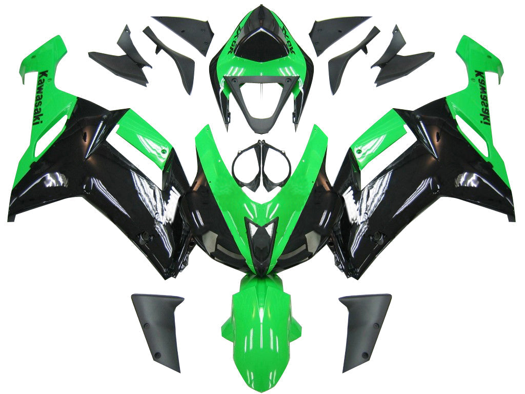2007-2008 Kawasaki ZX6R ZX636 Fairings Green Black Ninja ZX6R Racing Generic