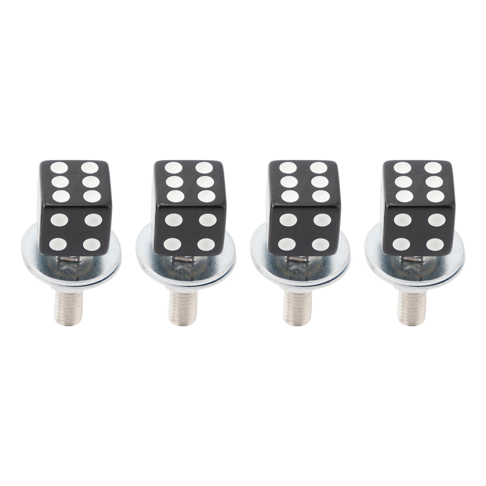 4x Motorcycle Bike Plastic Black Dice License Plate Bolt On Screw On Frame Nut