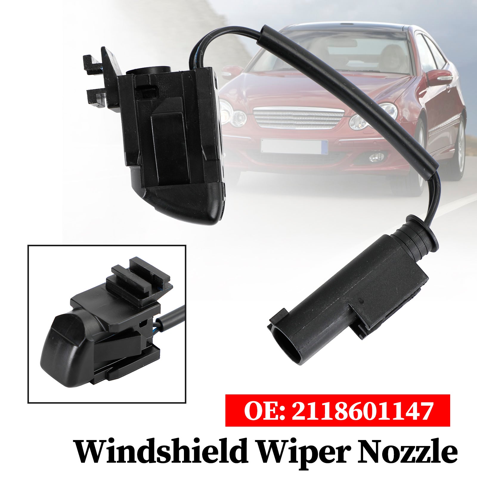 Mercedes-Benz W203 W208 W209 W211 W219 CL203 C219 Windshield Wiper Nozzle 2118601147