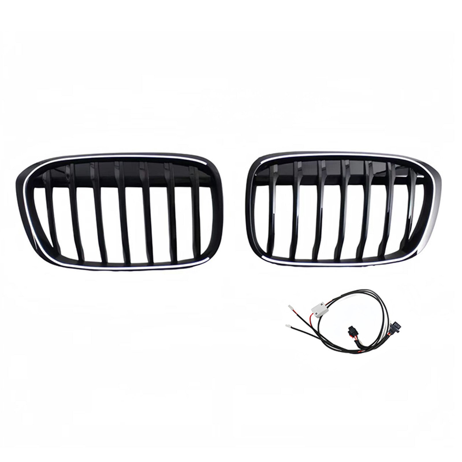 2016-2019 Fit BMW X1 F48 F49 2PCS Gloss Black Front Kidney Grill Grille