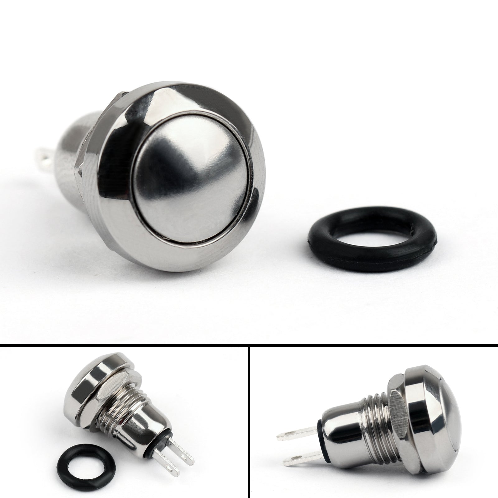 1Pcs 8mm Mini 1NO 2Pin Metal Momentary Push Button Switch 3A/250V For Car/Boat