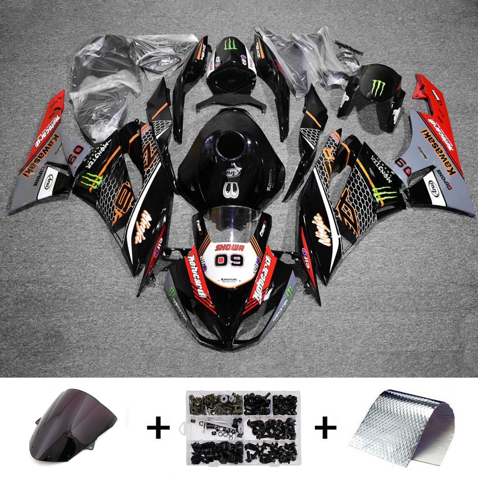 Injection Fairing Kit Bodywork Plastic ABS fit For Kawasaki ZX6R 636 2009-2012