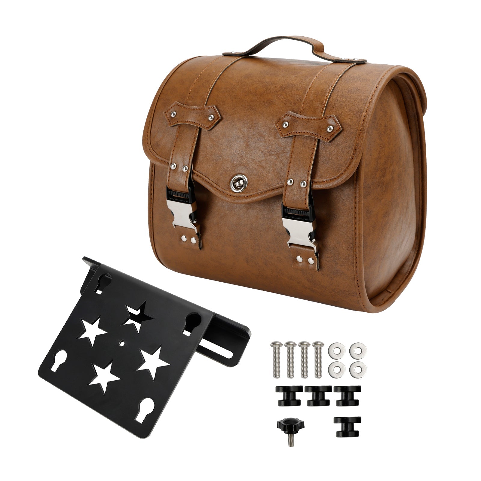 Set Of Quick Release Saddlebag W/ Bracket Luggage Storage Brown For Motorbike
