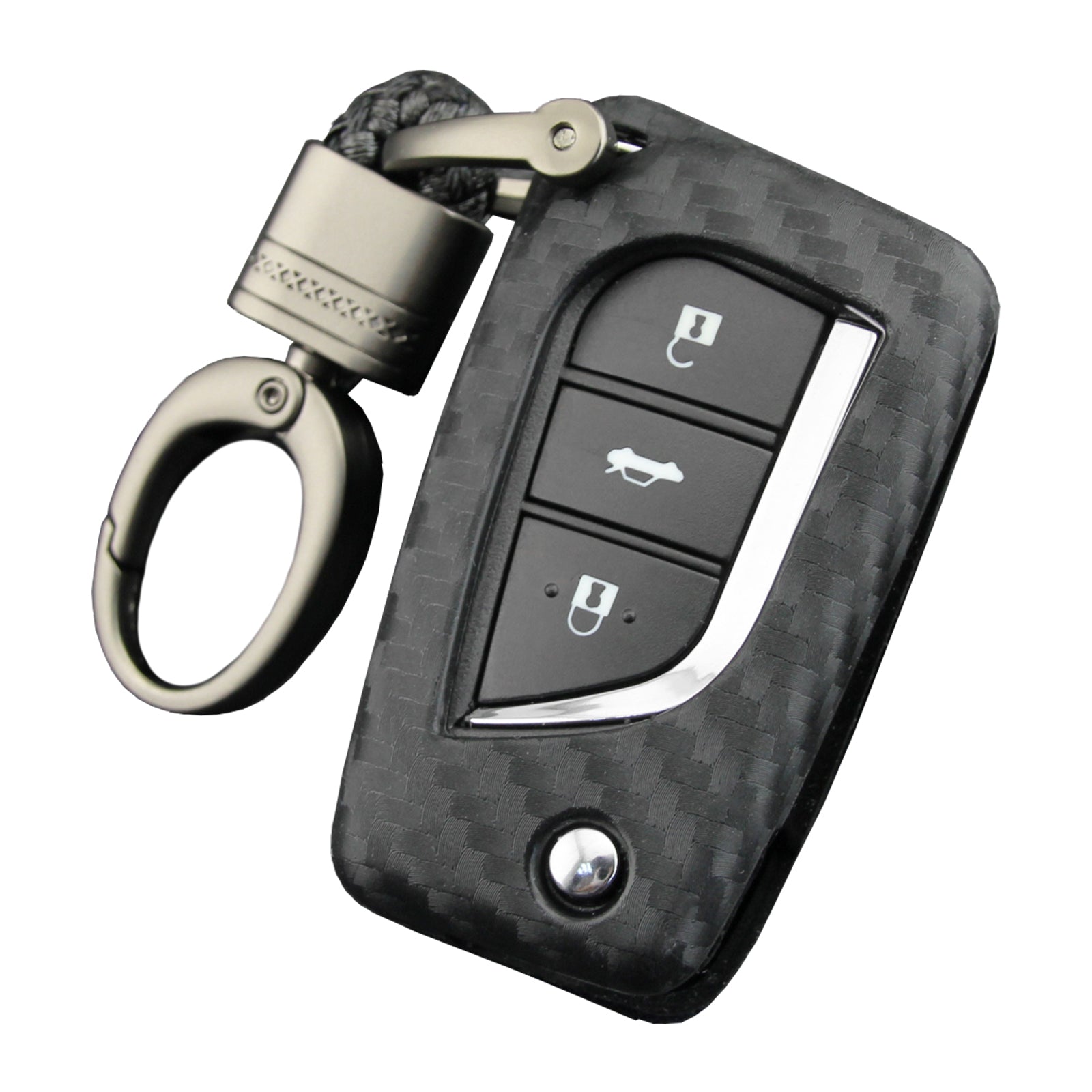 Leather Silicone Car Key Case Cover With Buckle For Toyota