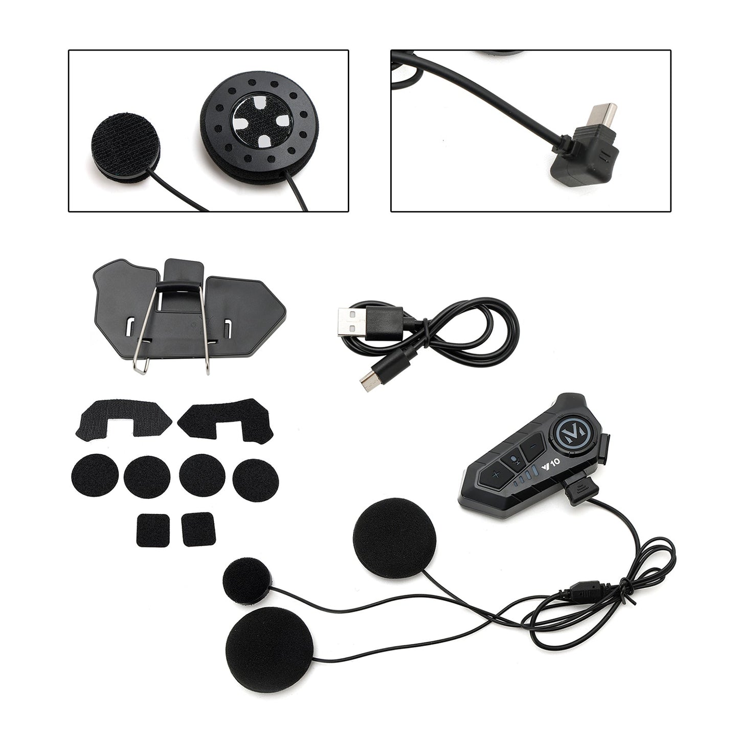 Universal Speaker Player Helmet Bluetooth Earphone Headset Black For Motorcycle