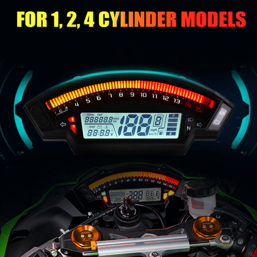 Motorcycle Lcd Rpm Digital Display Odometer Speedometer Gauge Meter Backlight Generic