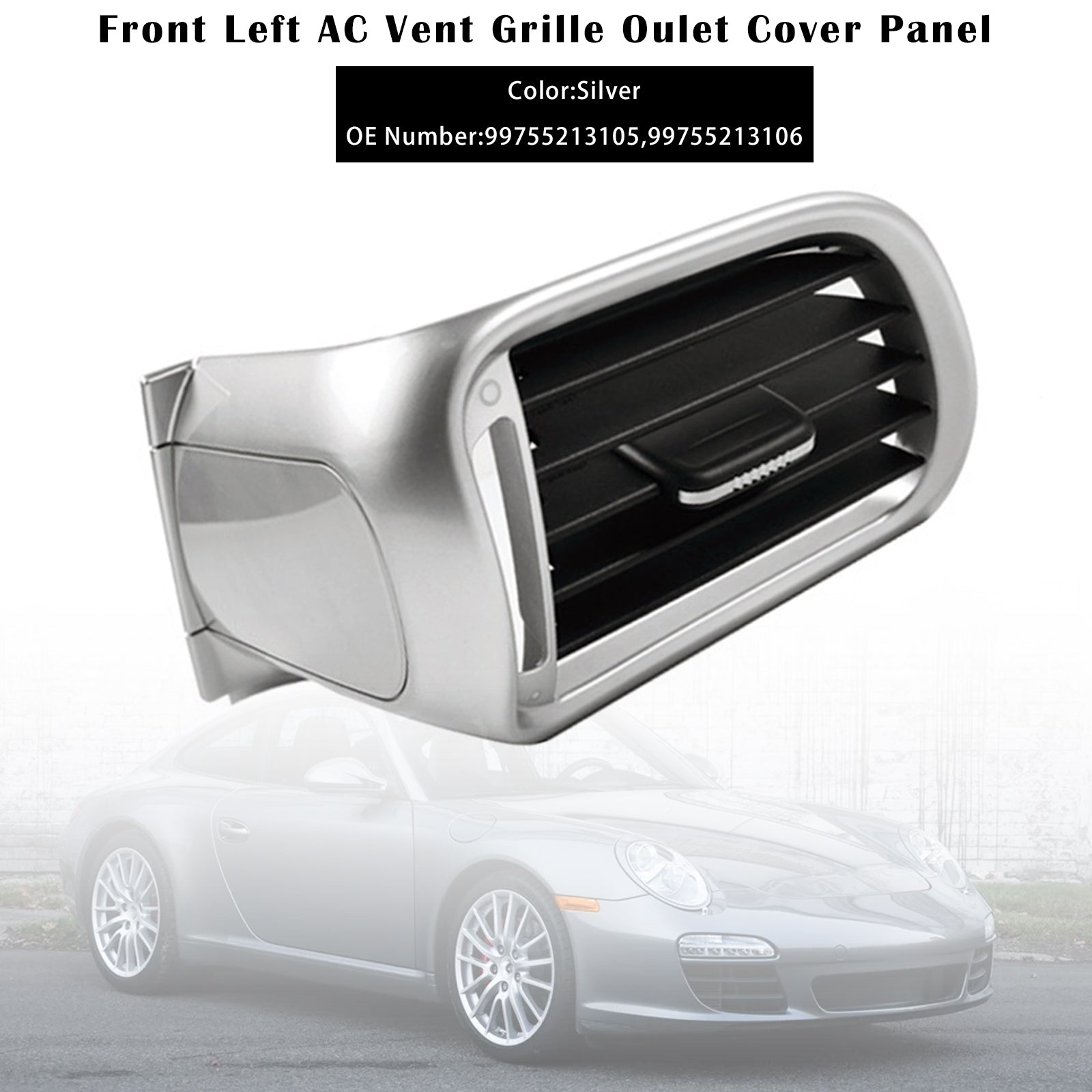 2004-2011 Porsche Targa 997 Front Left AC Vent Cover Silver 99755213105 99755213106
