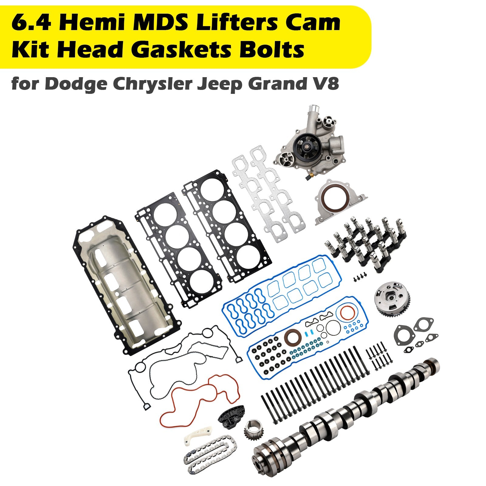 2012 2013 2014 20Jeep Grand Cherokee 6.4L 392ci V8 HEMI 15 6.4 Hemi MDS Lifters Cam Kit Head Gaskets Bolts 53021726AD 53022340AC