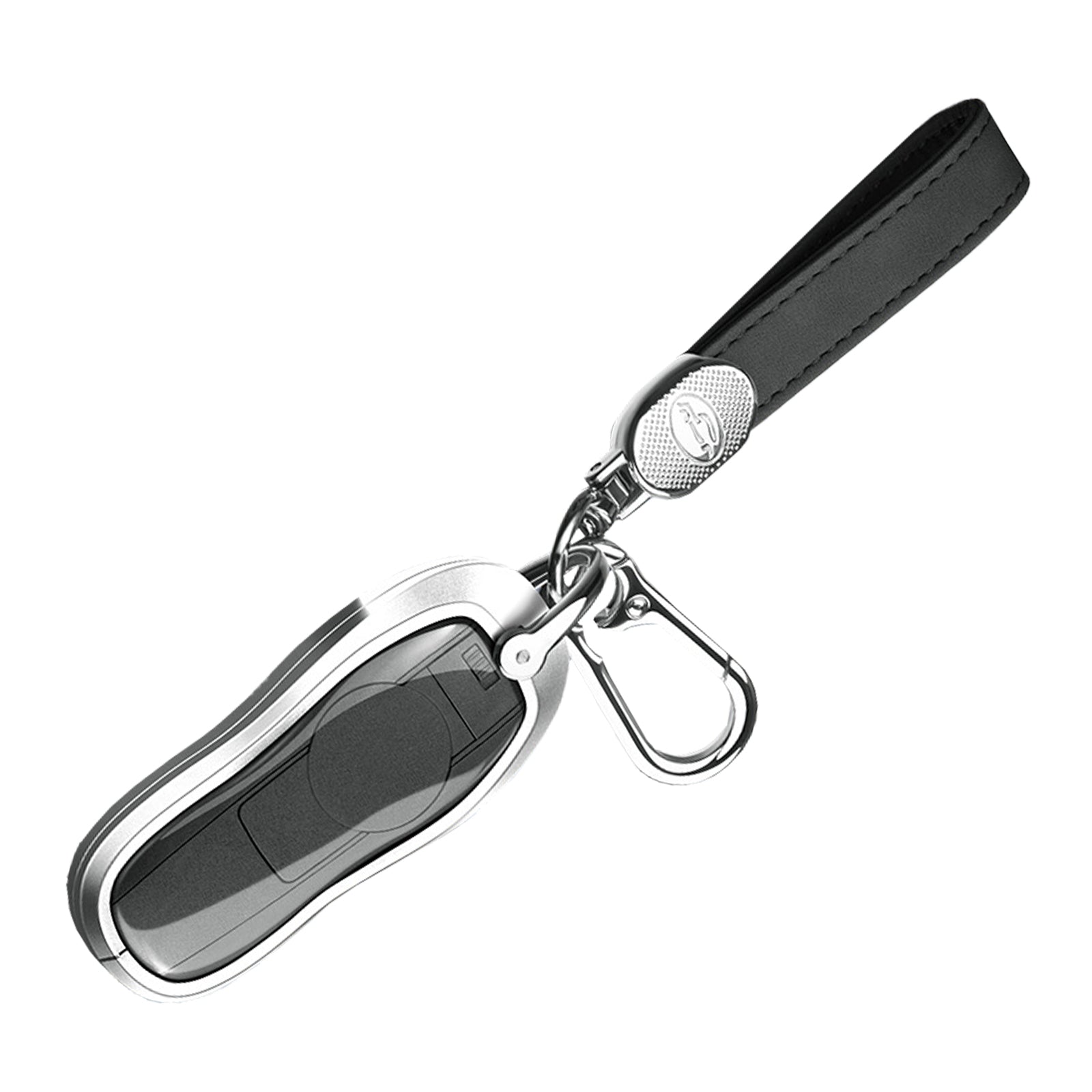 Aluminum Alloy TPU Black Car Key Case Cover With Buckle For Porsche Cayenne 911