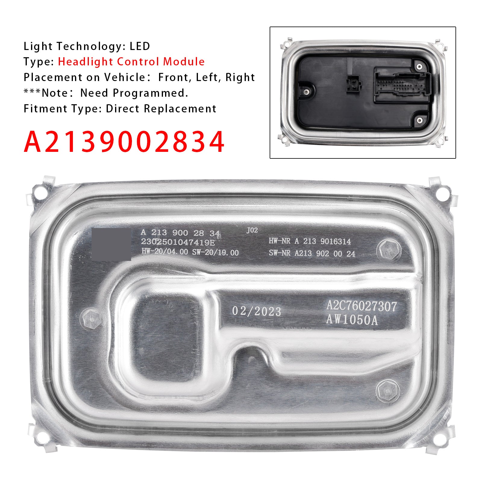 2021-2023 Mercedes-Benz GLB250 LED Headlight Control Module A2139002834