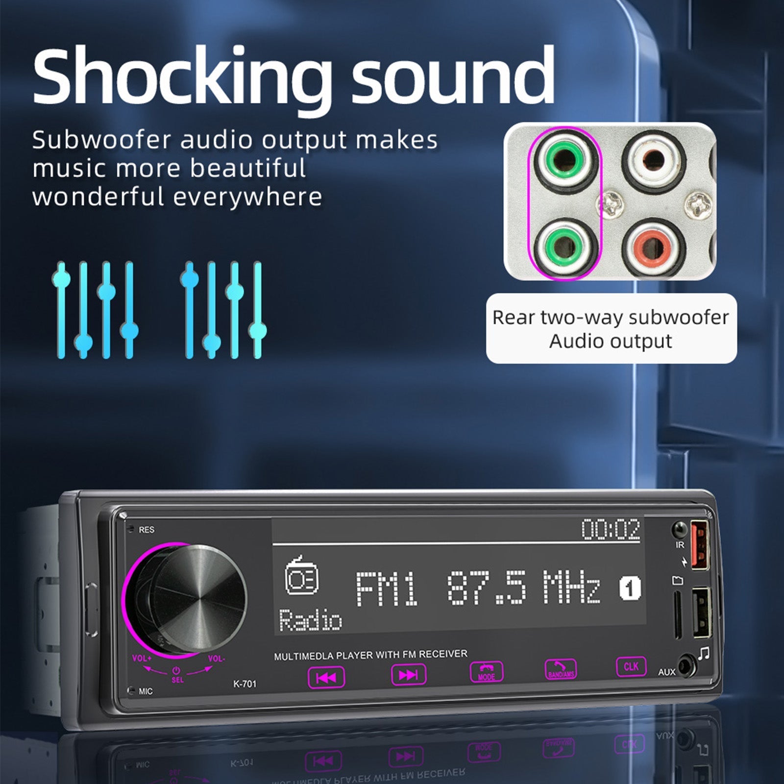 2.5D touch screen 1DIN Bluetooth Stereo Radio FM Car MP3 Player with DAB