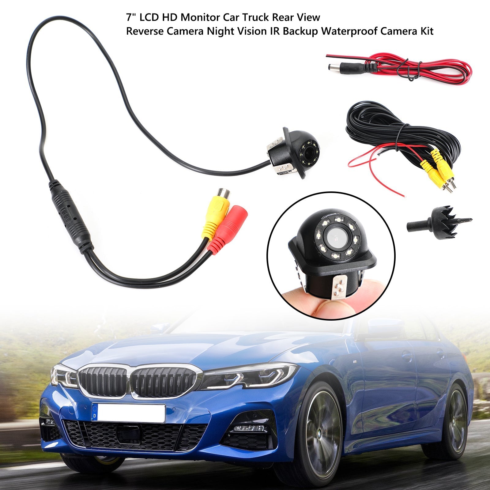 170掳 HD CMOS Car Rear View Backup Reverse Camera Night Vision 8 LED Waterproof