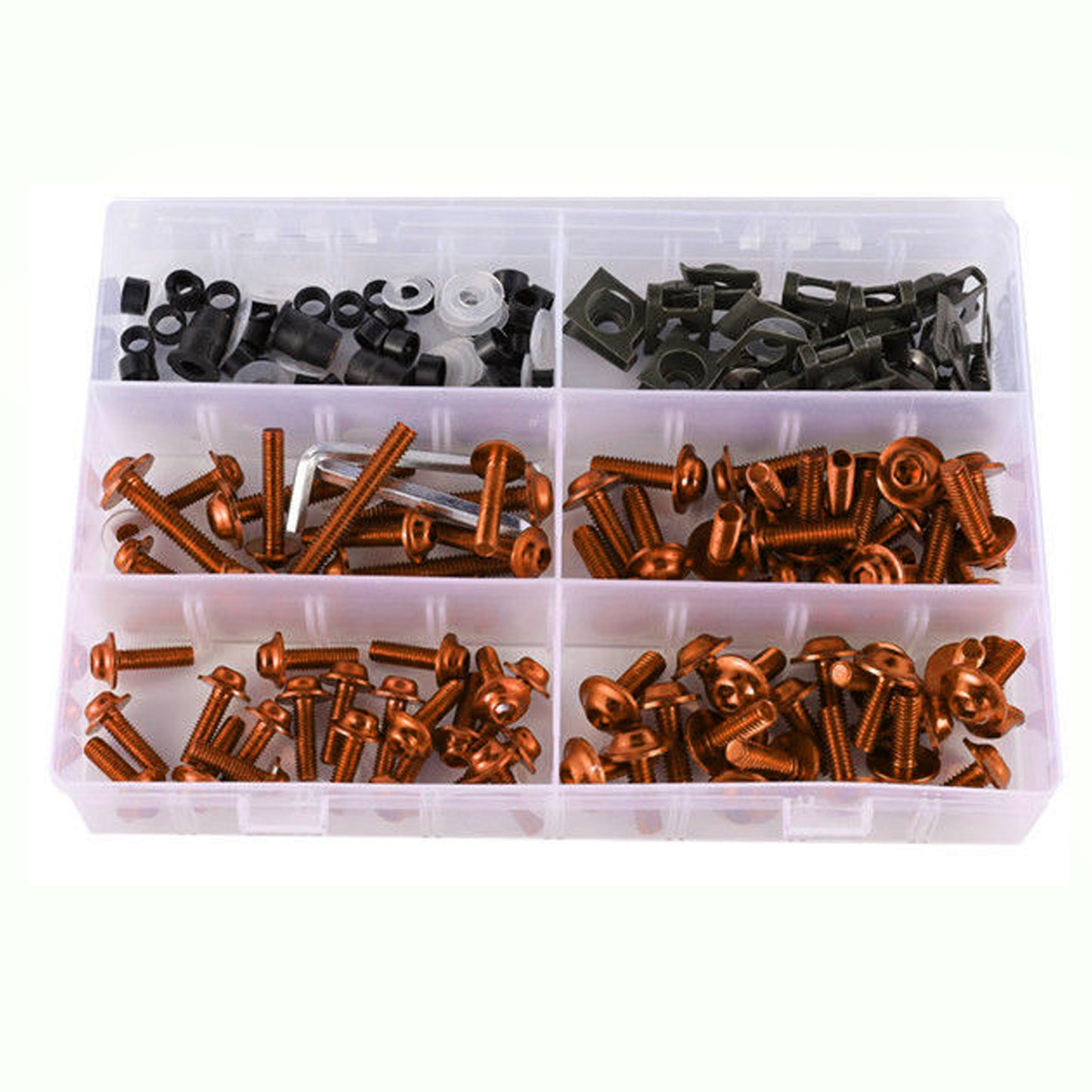 177PCS Sportbikes Motorcycle Fairing Bolts Kit M5/M6 Fastener Screws Orange