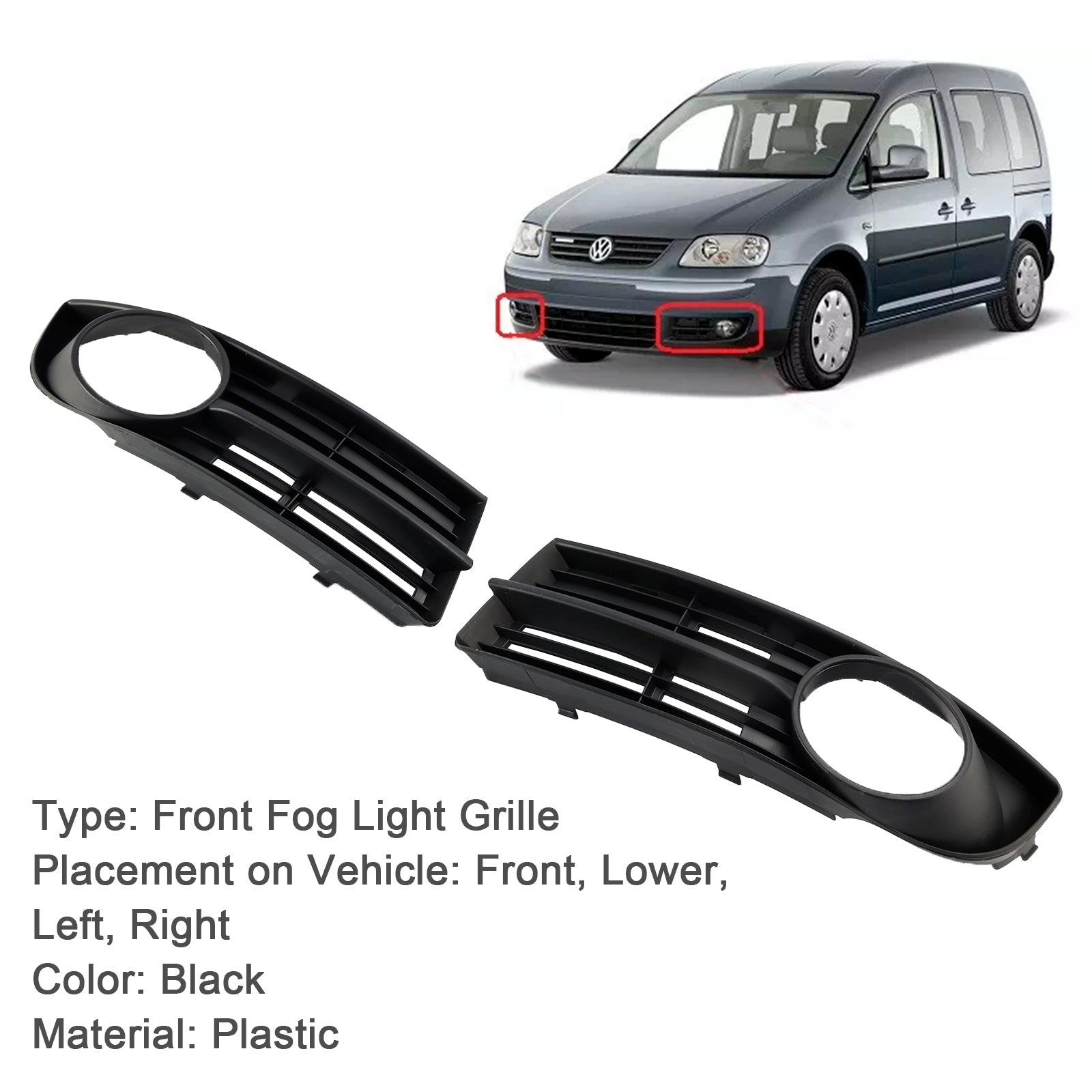 2004-2010 VOLKSWAGEN CADDY LIFE Front Bumper Foglight Grille 1T0807666A 1T0853665A9B9