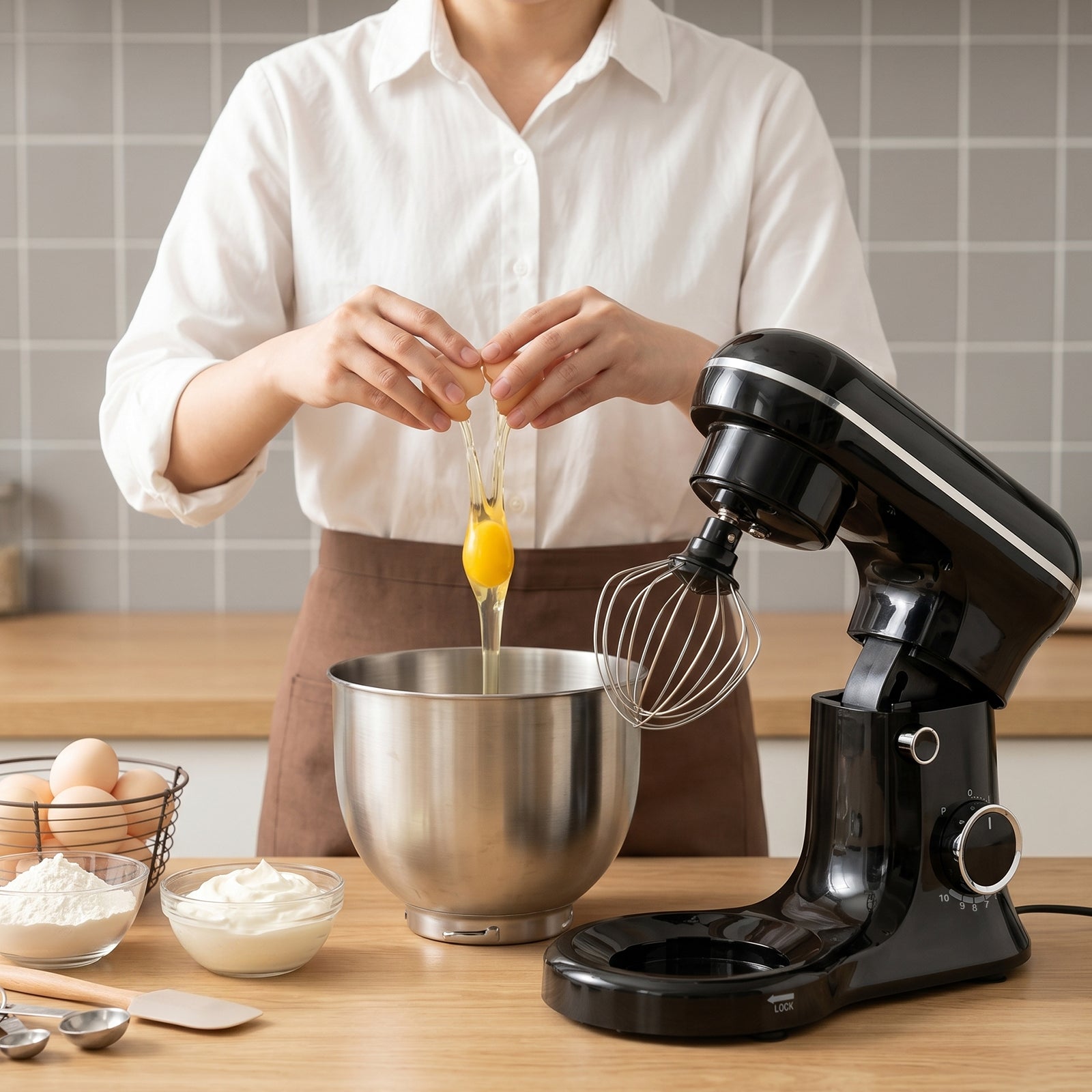 Dough Hook Electric dough mixers are suitable for home use. Balloon Whisk 5.2L Stand Mixer 3-In-1 Kitchen Mixer with Flat Beater