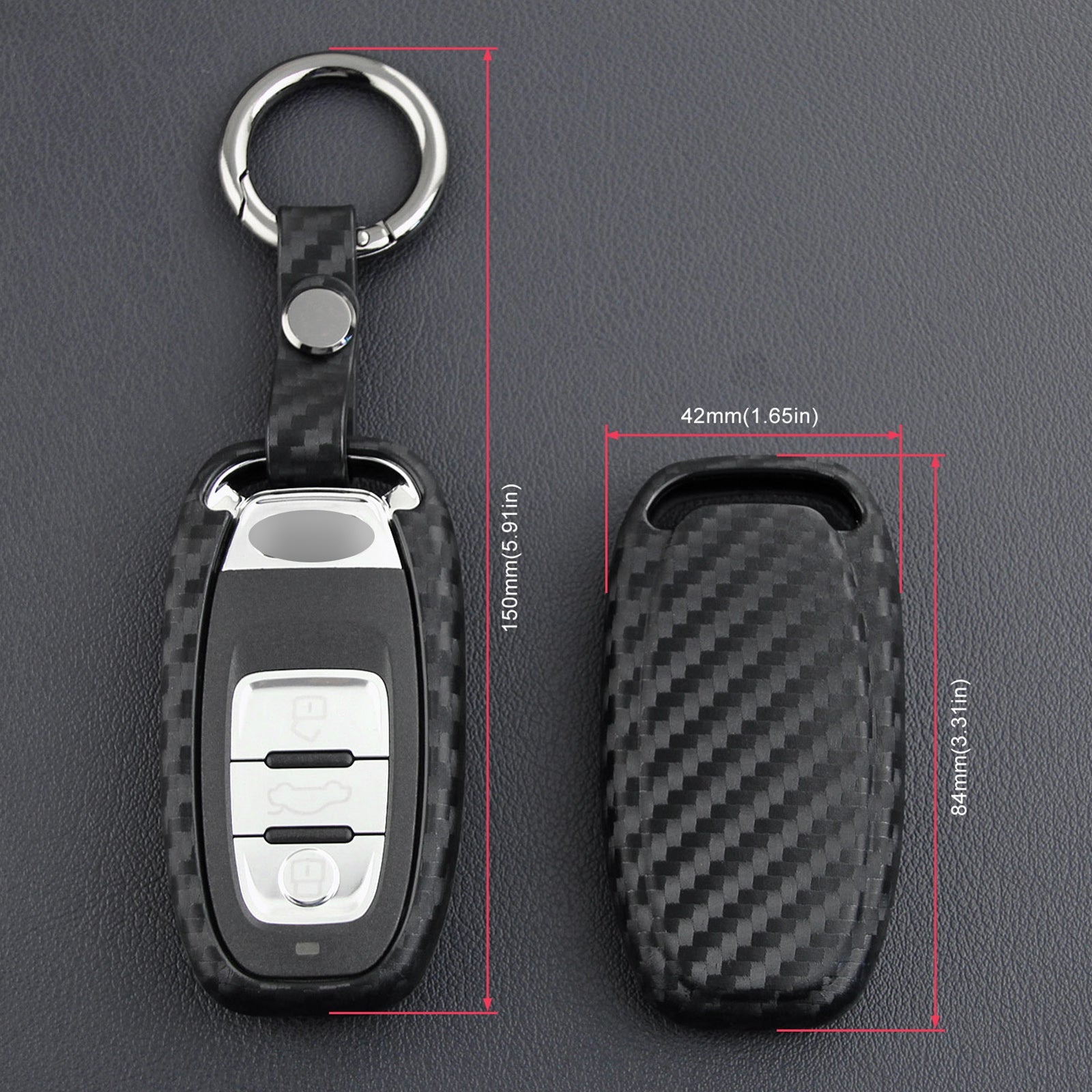 Leather Silicone Car Key Case Cover With Buckle For Audi