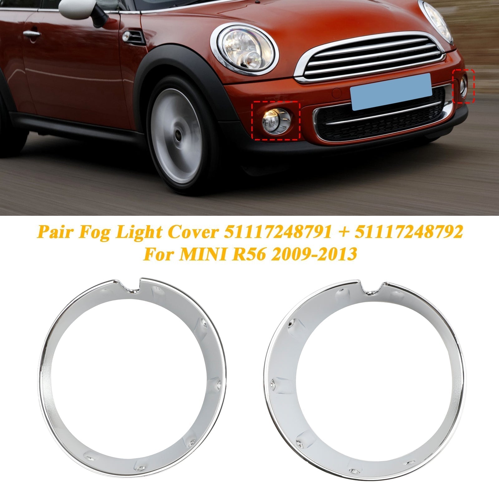 01/2011-04/2015 MINI Roadster R59 Front Bumper Fog Light Lamp Cover Bezel 51117248791