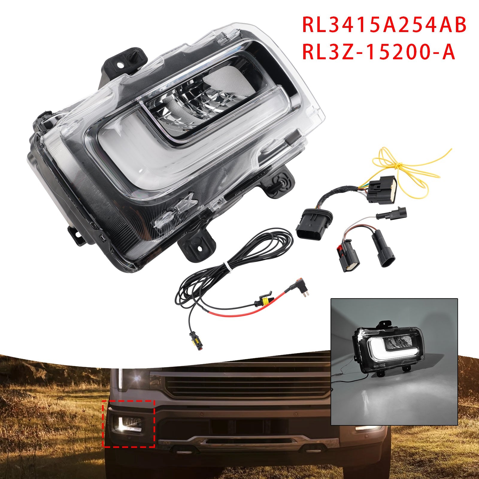 2024-2025 Ford F150 Right LED Front Fog Light Lamp RL3415A254AB RL3Z-15200-A