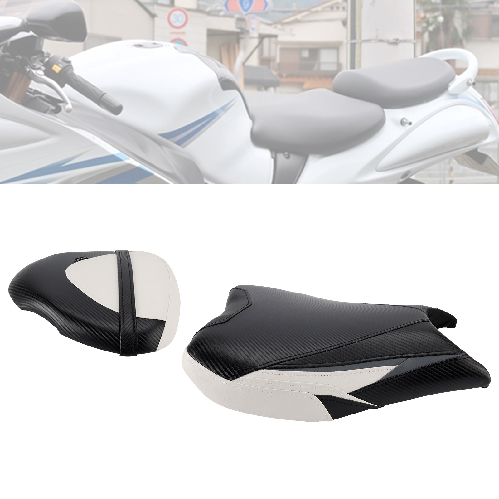 2022-2024 For Suzuki Hayabusa 1300 Lower Front W/ Rear Seat Driver Pillion White