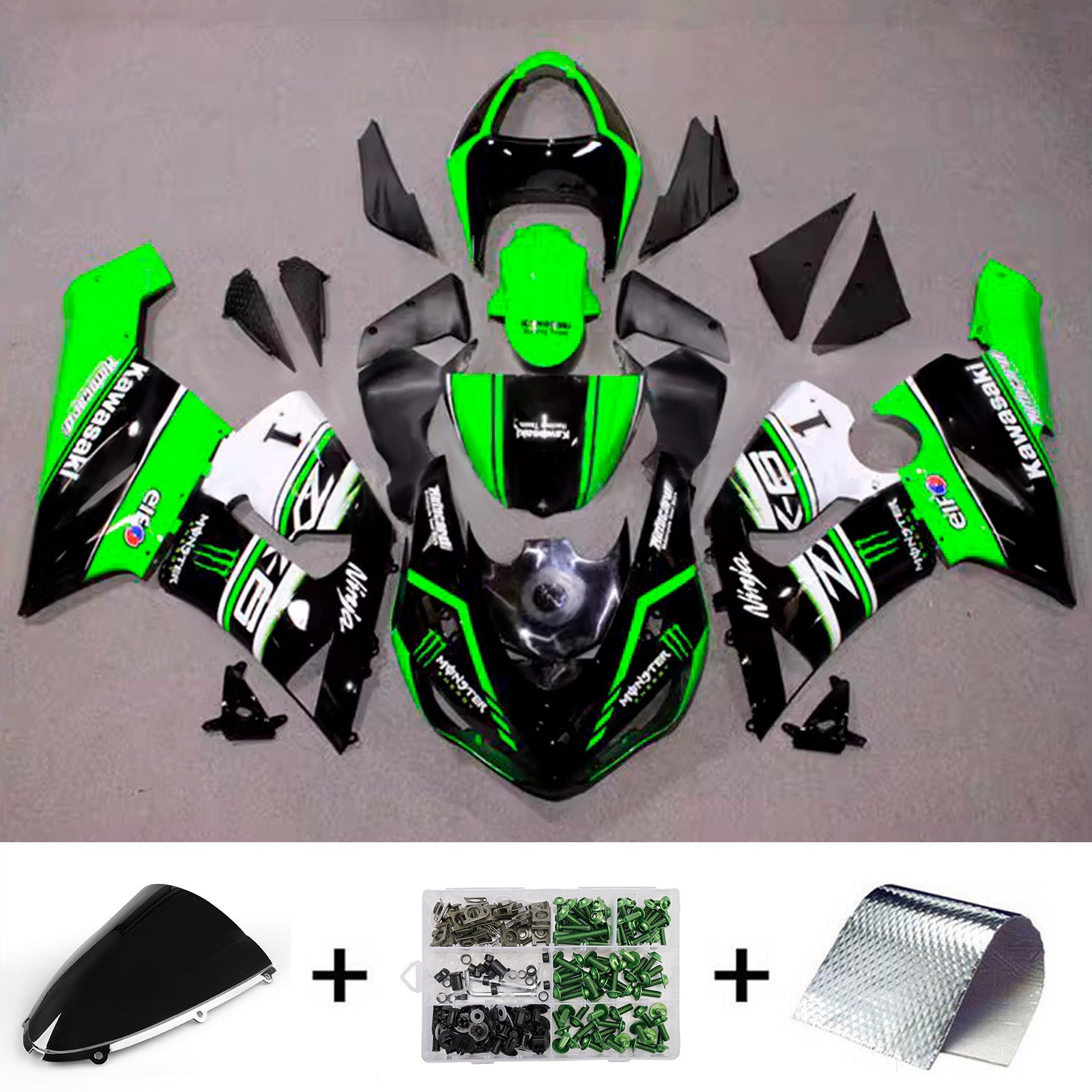Injection Fairing Kit Bodywork Plastic ABS fit For Kawasaki ZX6R 636 2005-2006