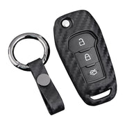 Leather Silicone Car Key Case Cover With Buckle For Ford