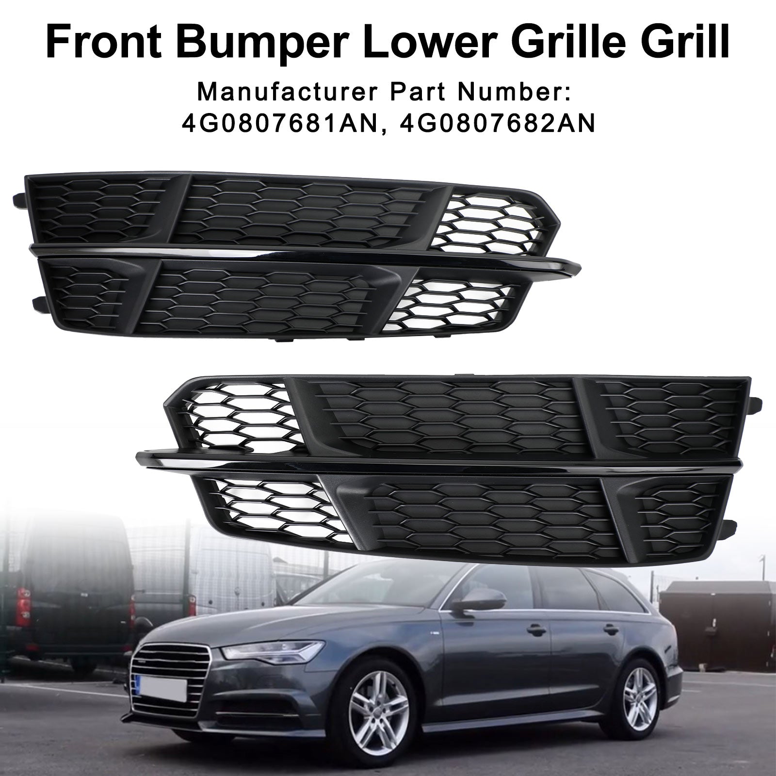 2016-2018 Audi A6 C7 S-Line Front Bumper Lower Grille Grill Matt Black