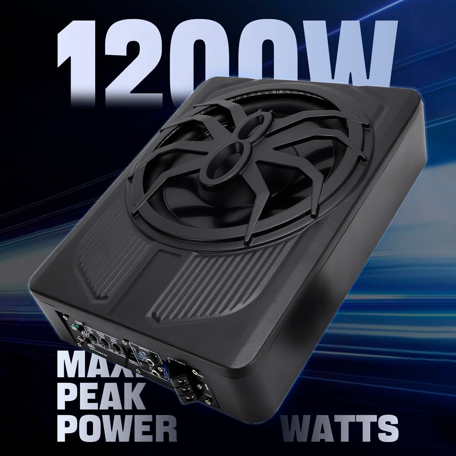 1200W Car Subwoofer 10" 12V Slim Under Seat Powered Car Subwoofer APP Control