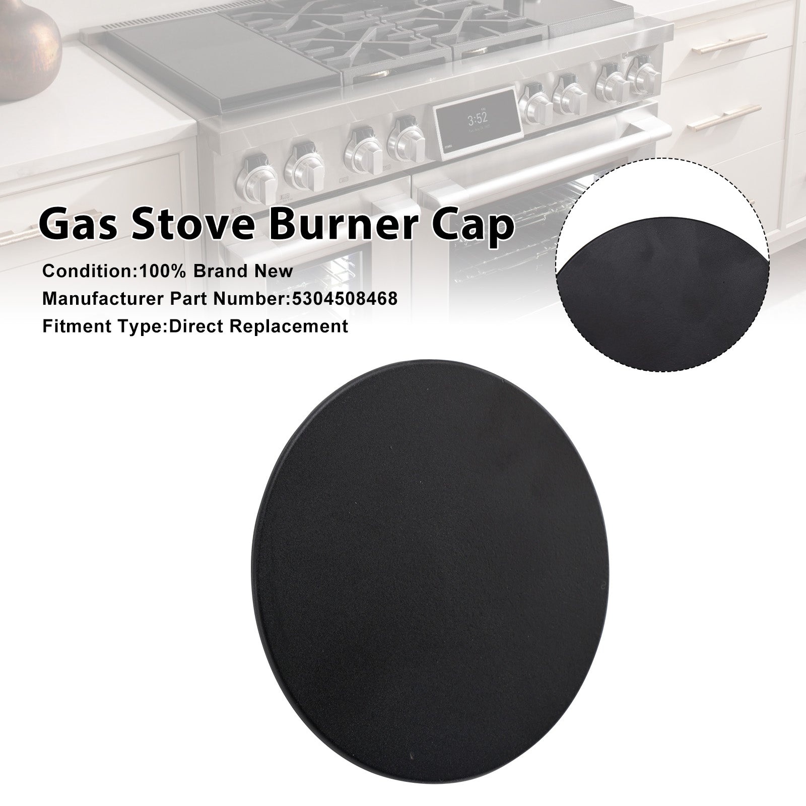 Gas Stove Burner Cap 5304508468 Range Surface Burner Cap Fit for Frigidaire
