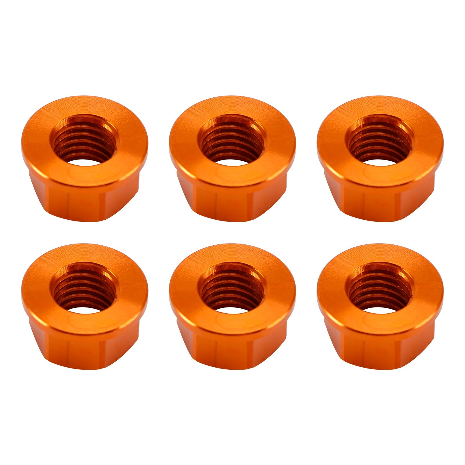6 Pack Aluminum Rear Sprocket Flange Nuts M10X1.5mm Orange For Motorcycle Bike