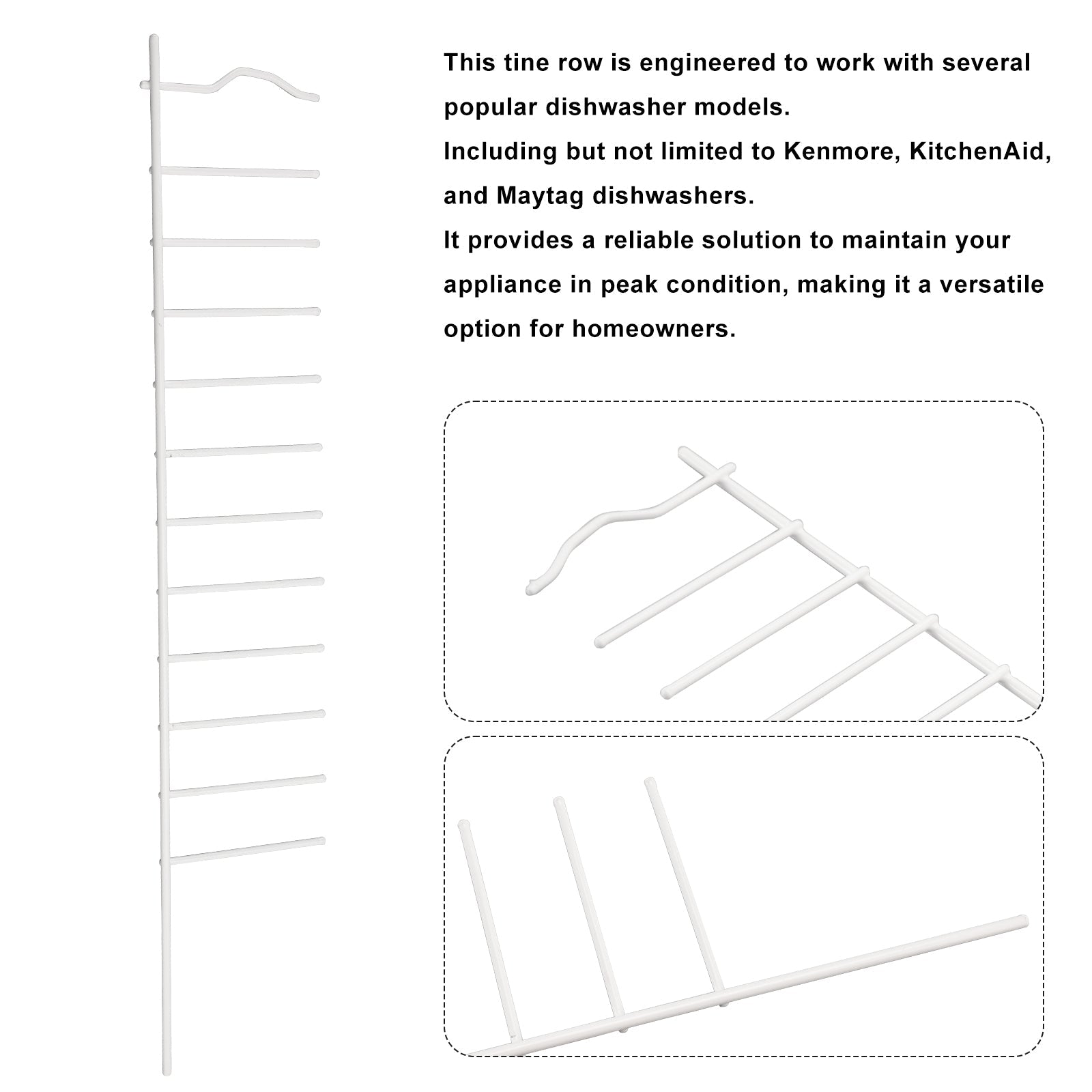 Repl AP5951430 WP8051250 Dishwasher Tine Row W10728160 For Kenmore/KA/Maytag