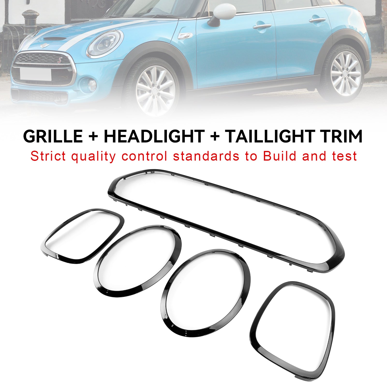 2014-2021 Mini Cooper F55 F56 F57 Black Grill + Headlight + Taillight Trim 51137449207 Generic