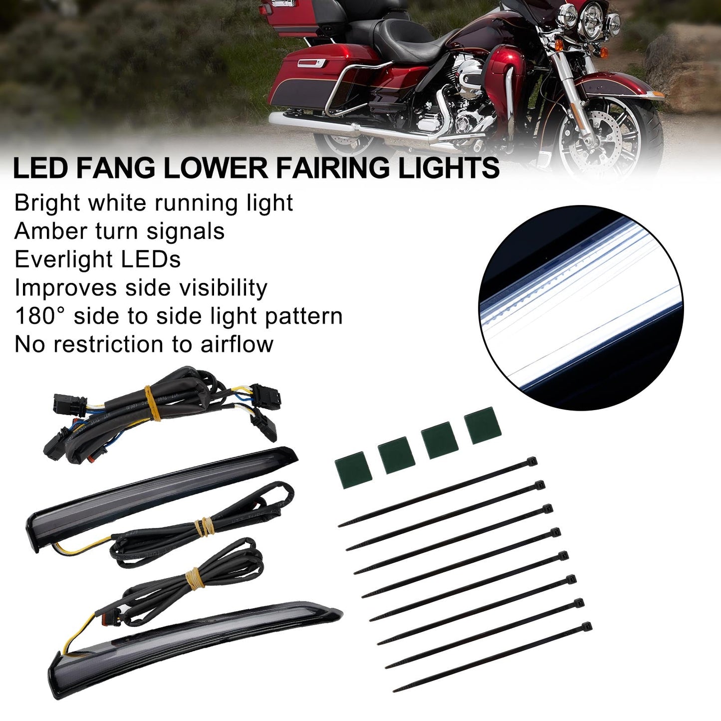 14-23 Touring Road Glide 45801 LED Fang Lower Fairing Lights for