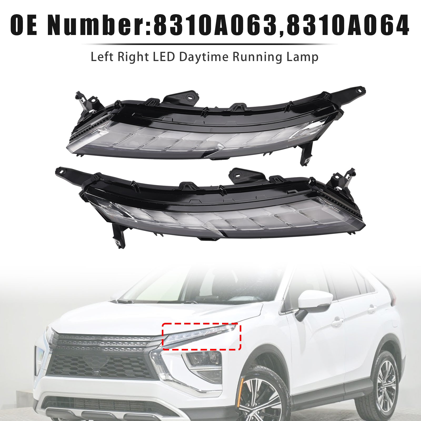 2022-2026 For Mitsubishi Eclipse Cross Left + Right Side Front LED DRL Lamp