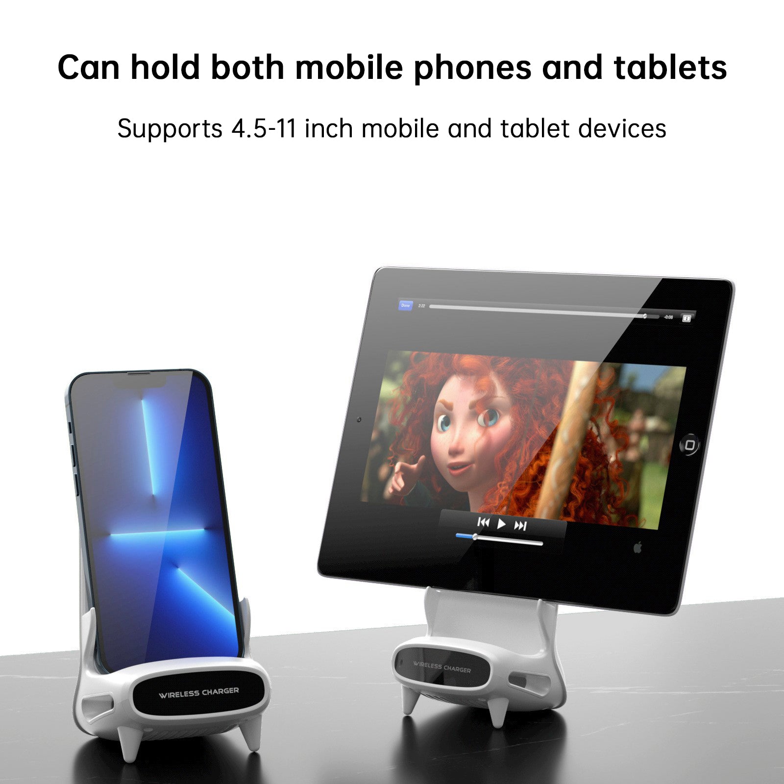 3 in 1 V8 Mini Chair Wireless Charger Phone Holder Charging Phone Stand Speaker