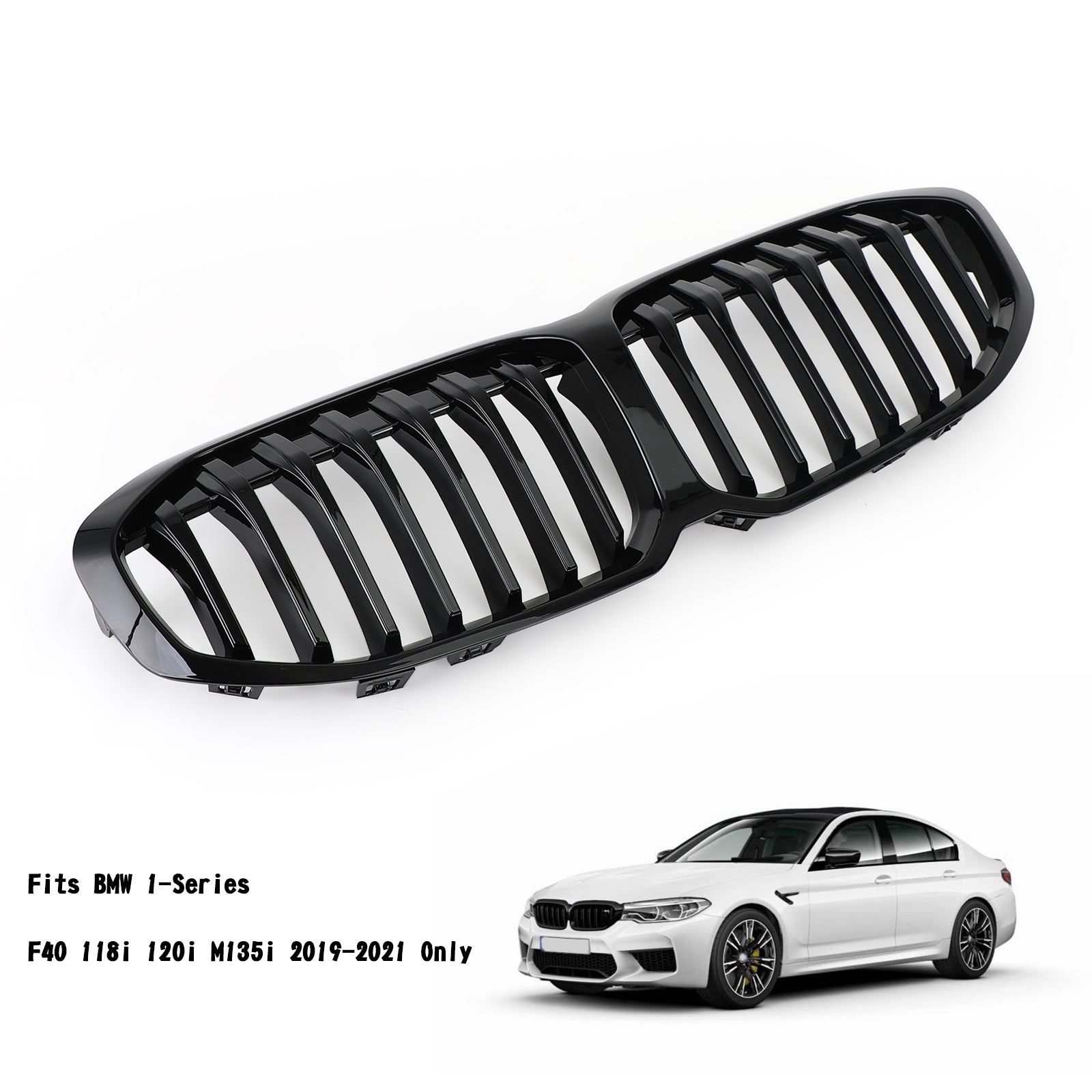 2019-2023 BMW F40 1-Series Gloss Black Front Replacement Hood Grille 51138080490