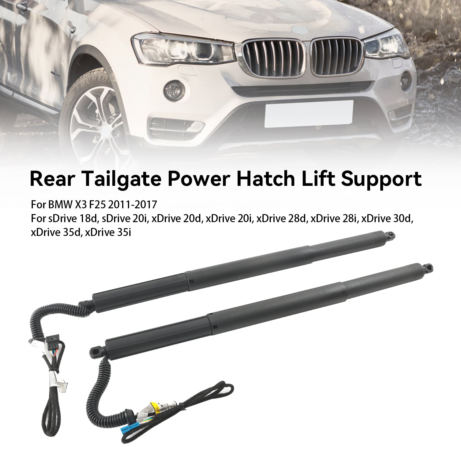 2011-2017 BMW X3 F25 sDrive 18d, sDrive 20i, xDrive 20d, xDrive 20i, xDrive 28d 2PCS Left & Right Electric Tailgate Struts Gas 51247232003
