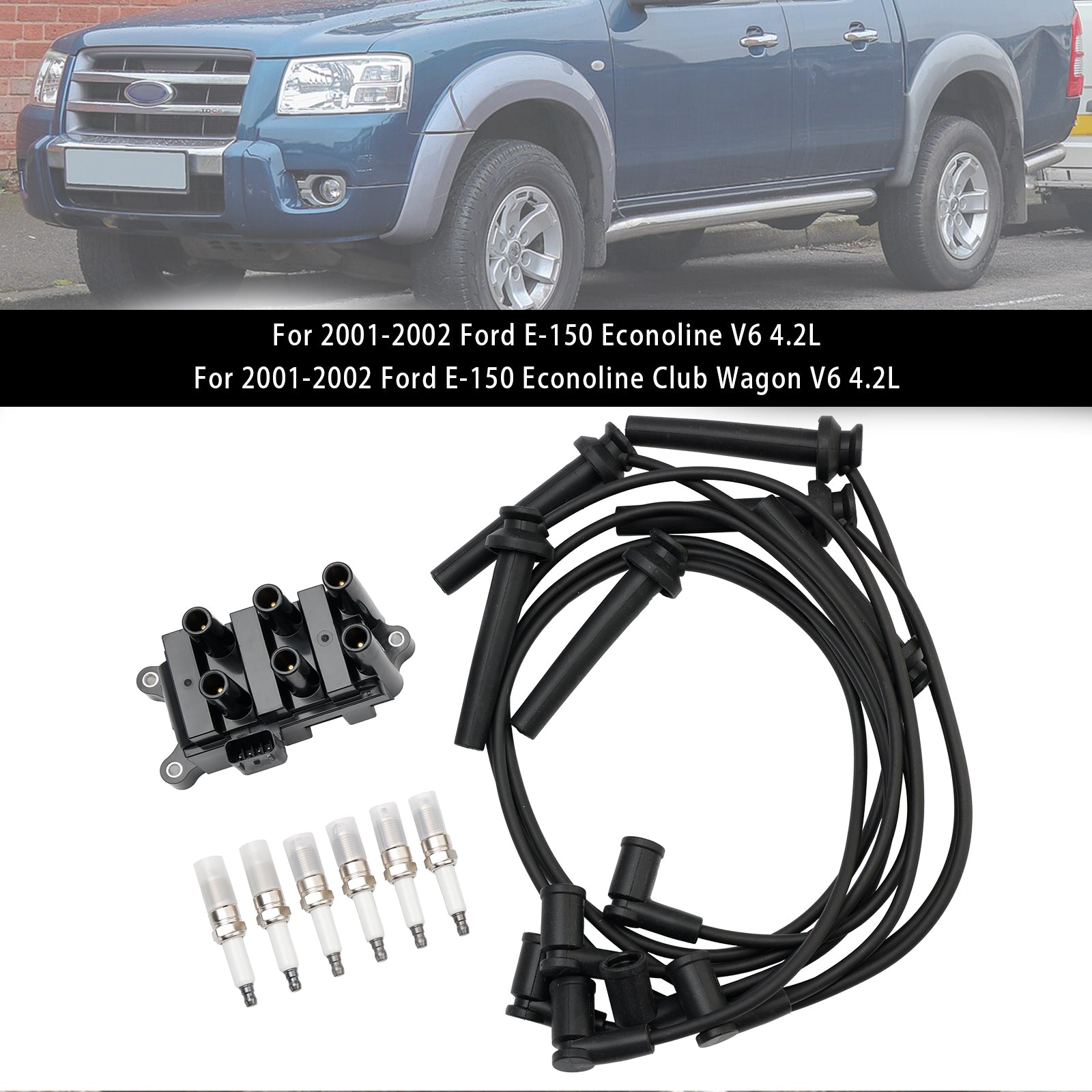 2001-2007 Ford Taurus V6 3.0L Ignition Coil+6 Spark plug+6 Wire FD498 5F2Z-12029-AD 1F2118100