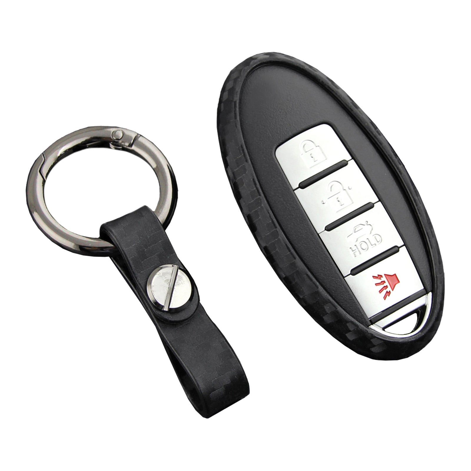 Leather Silicone Car Key Case Cover With Buckle For Nissan
