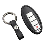 Leather Silicone Car Key Case Cover With Buckle For Nissan