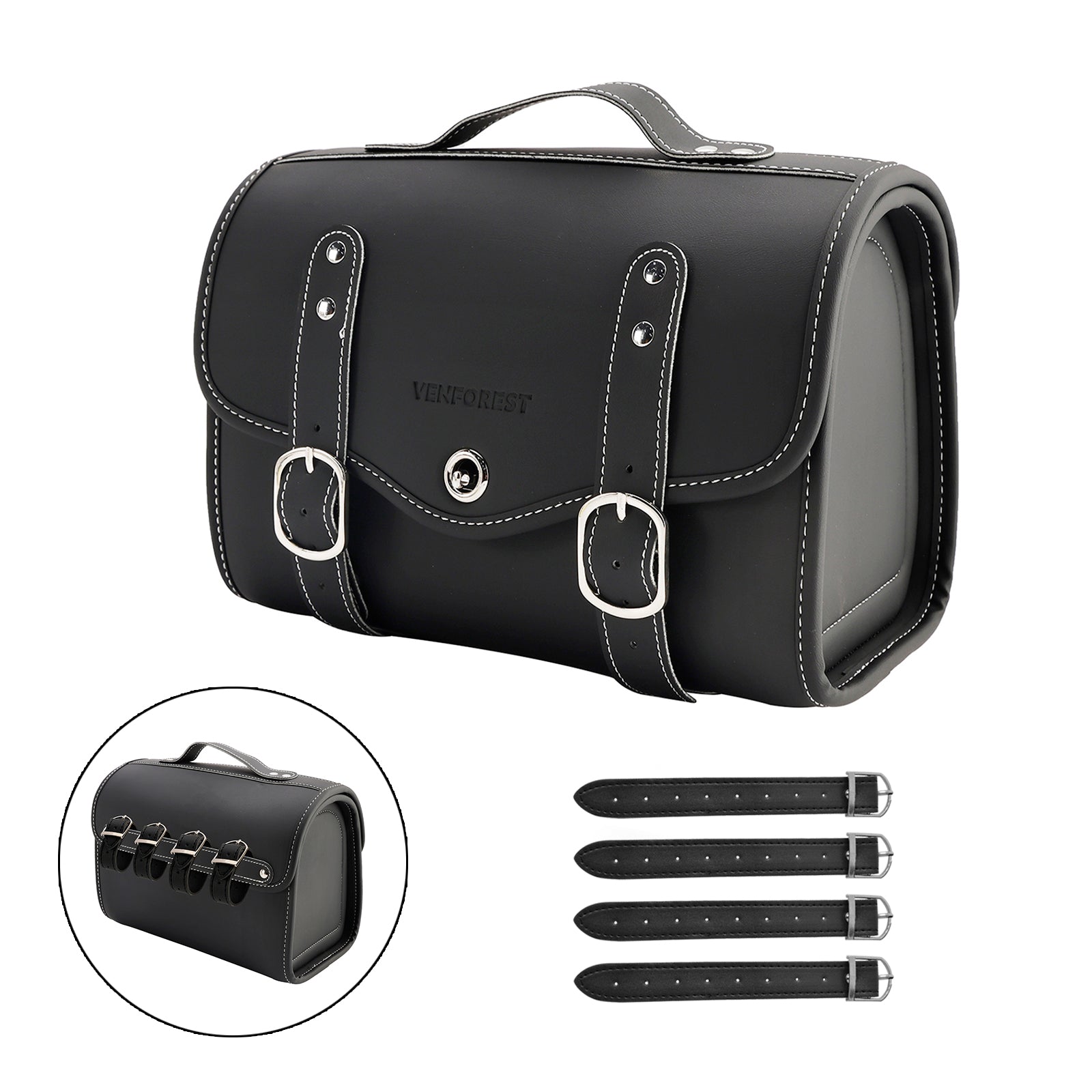 Pu Side Tail Bag Saddlebag Color Matching Luggage White For Scooter Motorcycle White