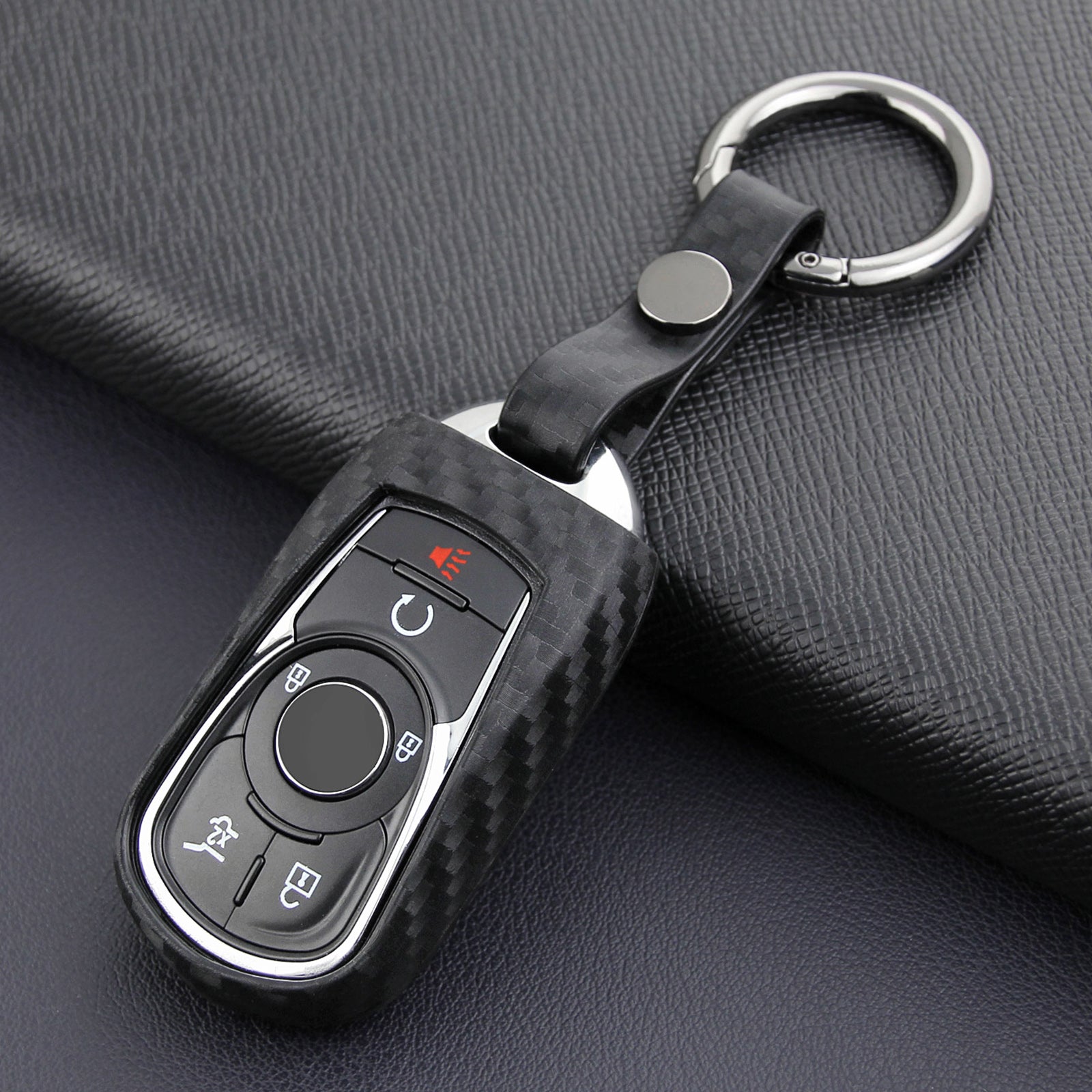 Leather Silicone Car Key Case Cover With Buckle For Buick