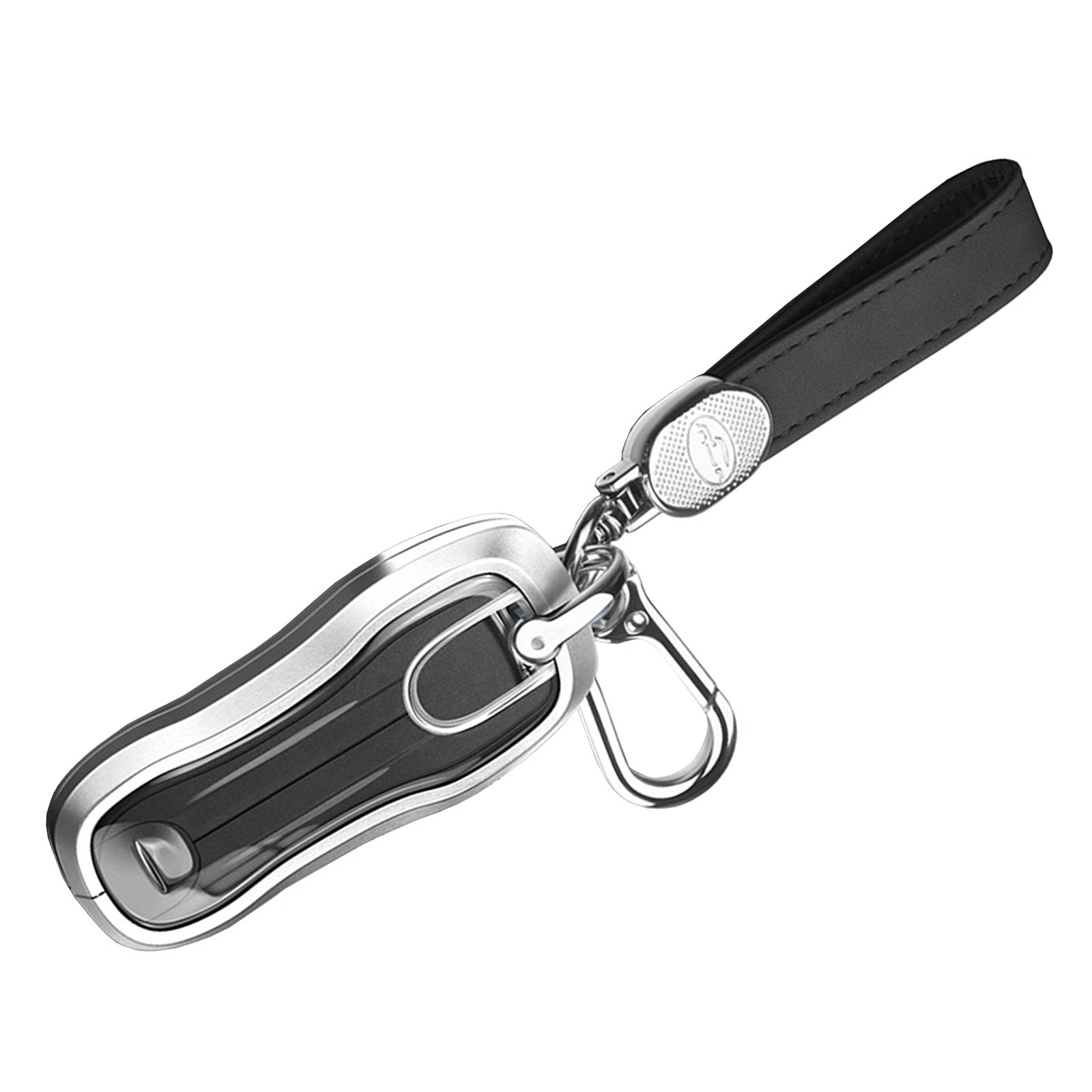 Aluminum Alloy TPU Silvery Car Key Case Cover With Buckle For Porsche Cayenne