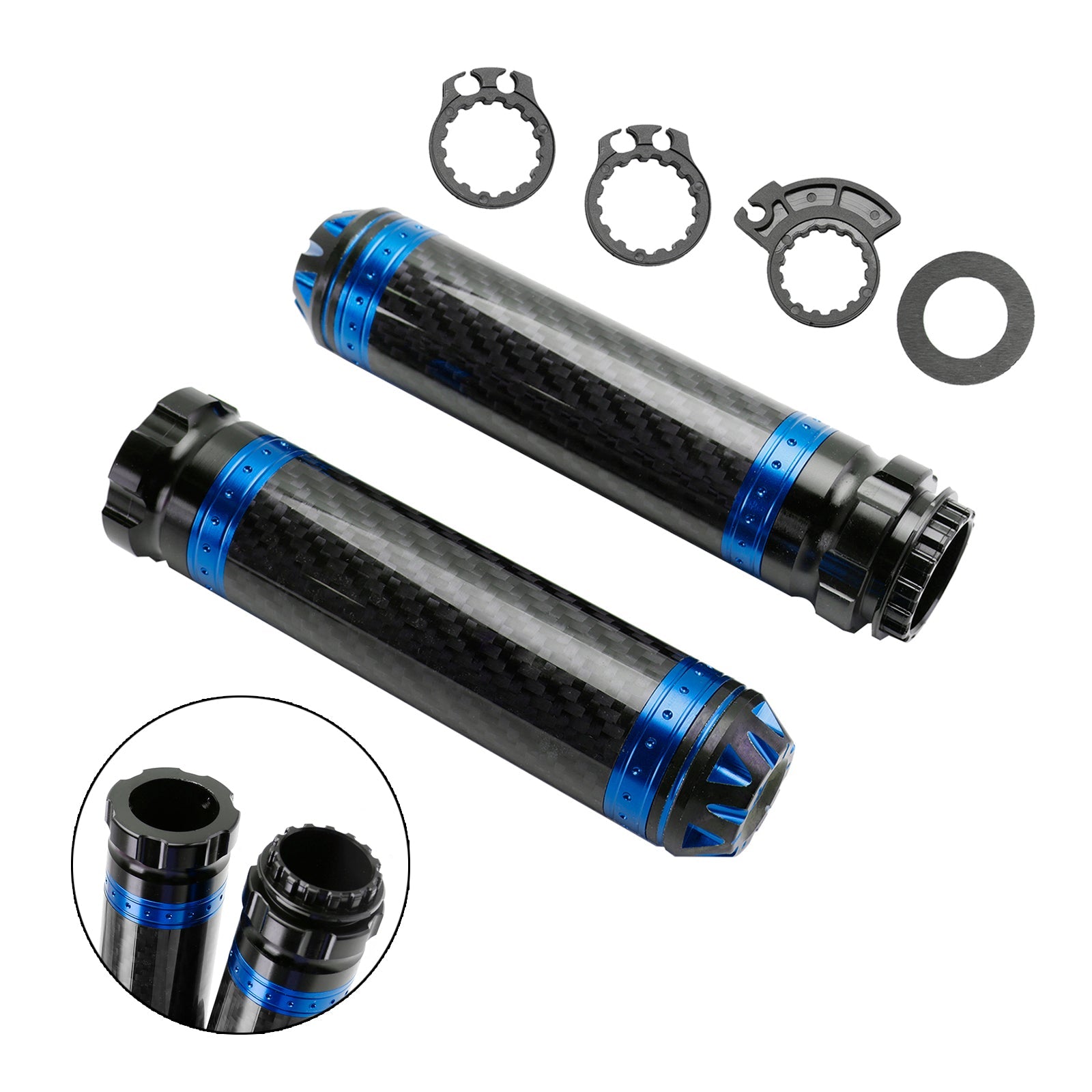 7/8"/22Mm Motorcycle Handle Bar Hand Grips Carbon Universal Green For Motorcycle Silver